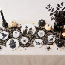 Spooky Witch Black Cat Raven Bat Halloween