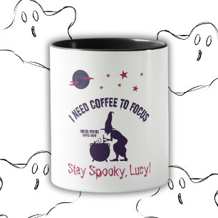 Spooky Witch Coffee with Name Pattern Mug