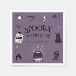 Spooky witch Halloween Birthday Party Invitation  Napkin