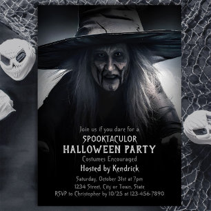 Spooky Witch Halloween Costume Party Invitation