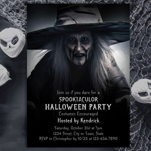 Spooky Witch Halloween Costume Party Invitation (Creator Uploaded)