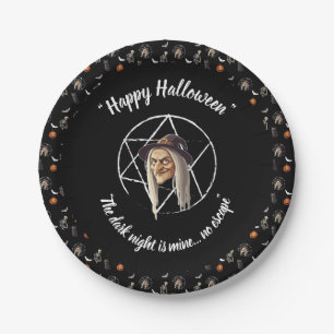 🍽️ Spooky Witch Halloween Paper Plate 🎃 Black 👻