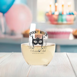Spooky Witch Halloween Party 30Th Birthday Stemless Wine Glass