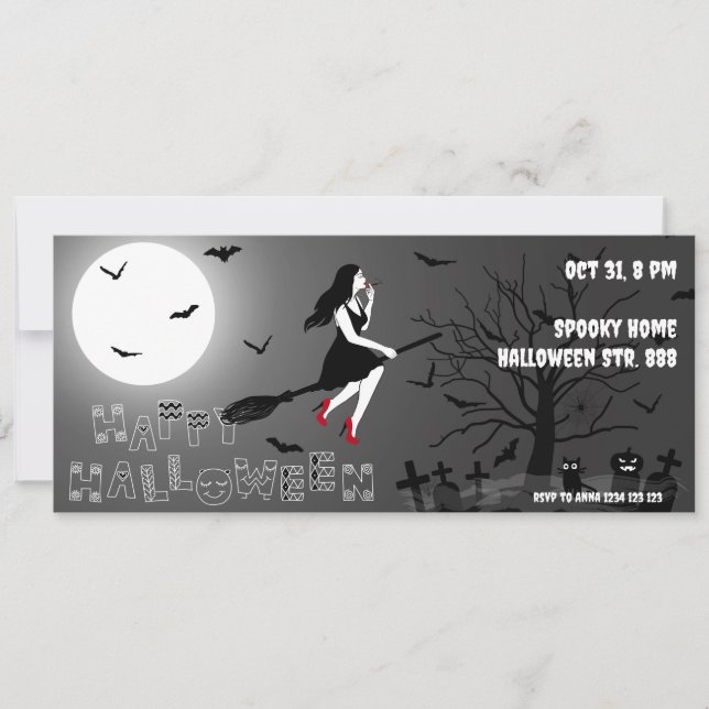 Spooky Witch Halloween Party Invitation (Front)