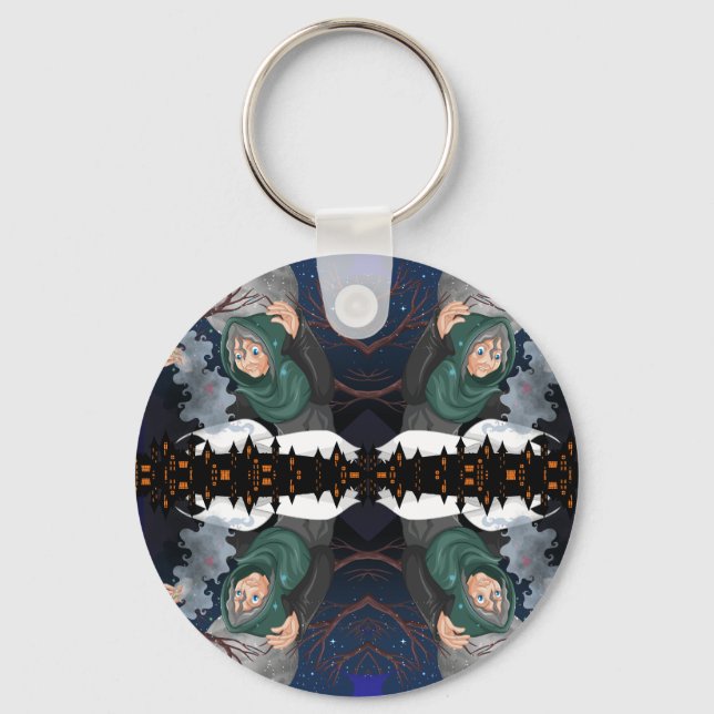  Spooky Witch & Haunted House Halloween🌙 Key Ring (Front)