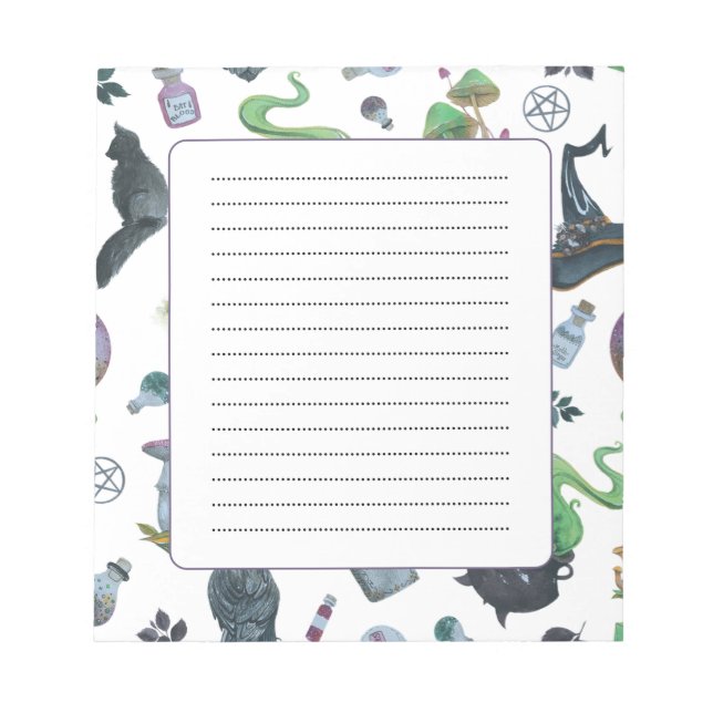 Spooky Witch Pattern Notepad (Front)