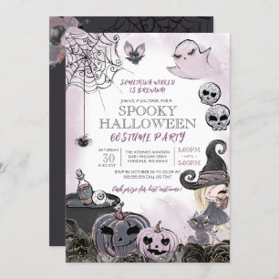 Spooky Witch Purple Black Halloween Costume Party Invitation