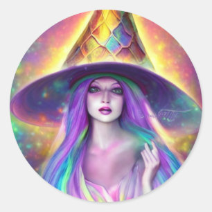 Spooky  Witch The A Hat  Classic Round Sticker