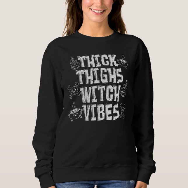 Spooky Witchcraft Crescent Moon Blackcraft Hallowe Sweatshirt (Front)