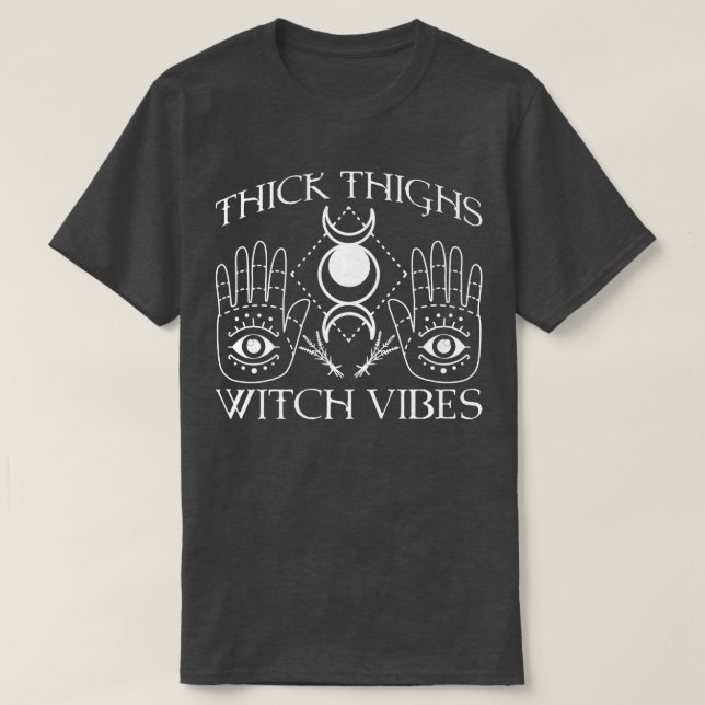 Spooky Witchcraft Crescent Moon Blackcraft Hallowe T-Shirt (Design Front)