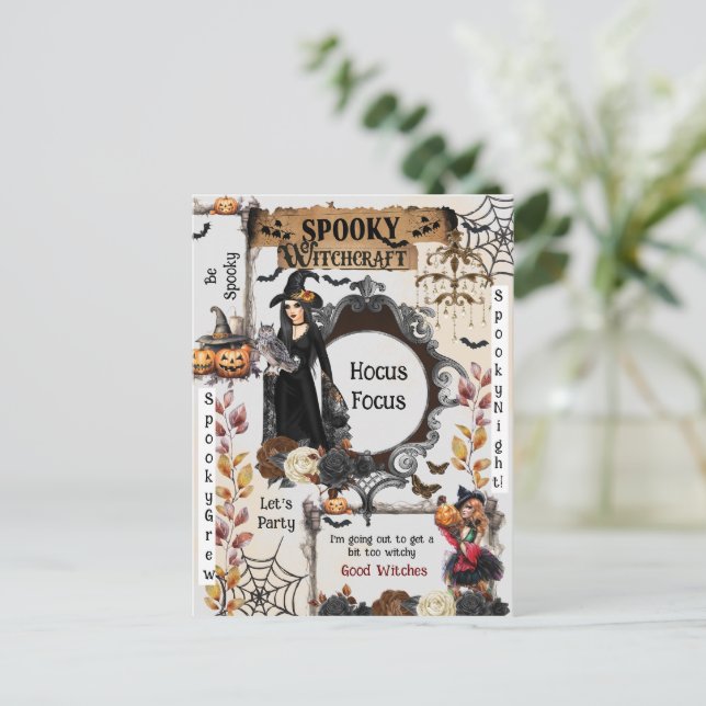 Spooky Witches Halloween Party  Postcard (Standing Front)