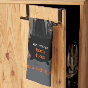 Spooky Witches Halloween Party Tea Towel