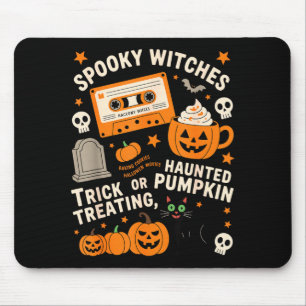 Spooky witches halloween retro cassette tape dark mouse pad