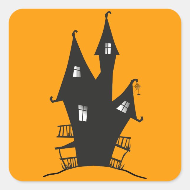 Spooky Witch's House Square Stickers (Front)