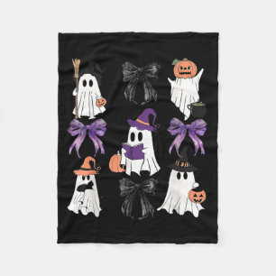 Spooky Witchy Boo Ghost Coqueet Pumkin Black Cat Fleece Blanket