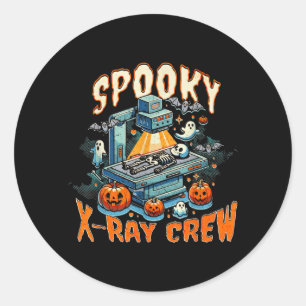 Spooky X-ray Crew Skeleton Ghost Halloween Classic Round Sticker