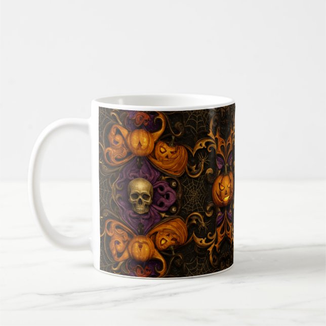 Spooky yet Charming Halloween Pattern Mug (Left)