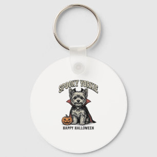 Spooky Yorkie Halloween Dog Vintage Shirt Design_1 Key Ring