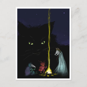 Spooky Yule Critter Quartet Postcard
