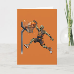 Spooky Zombie Basketball Halloween Dunk Card