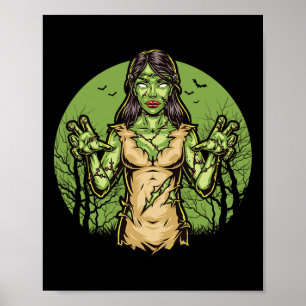 Spooky Zombie Funny Halloween Scary Zombie Hallowe Poster
