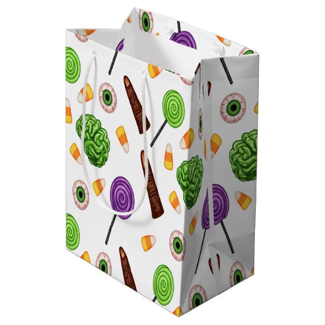 Spooky Zombie Halloween Fun Medium Gift Bag (Back Angled)