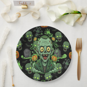 Spooky Zombie Halloween Fun Paper Plate