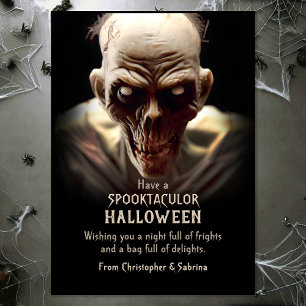 Spooky Zombie Halloween Greeting Holiday Card