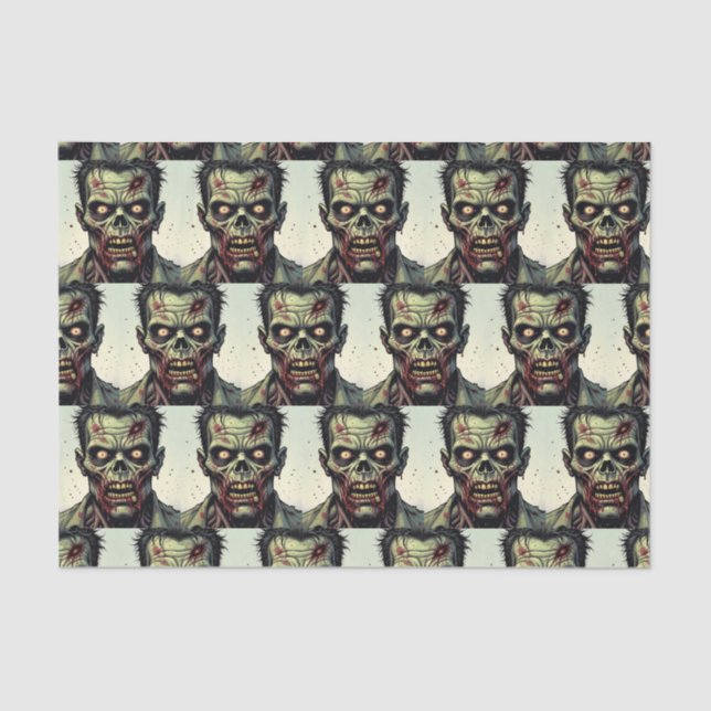Spooky Zombie Halloween Tissue Paper (Front)