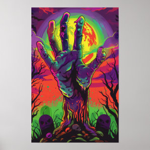 Spooky Zombie Hand Rising Poster