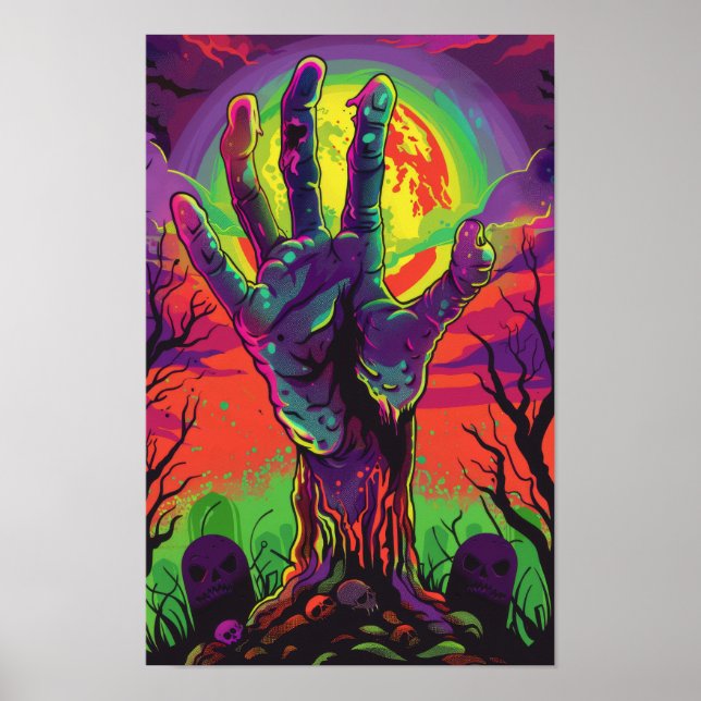 Spooky Zombie Hand Rising Poster (Front)