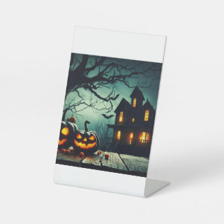 Spooky💩Halloween🎃Night🌃Design Pedestal Sign