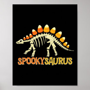 Spookysaurus Candy Corn Dinosaur Skeleton Happy Ha Poster