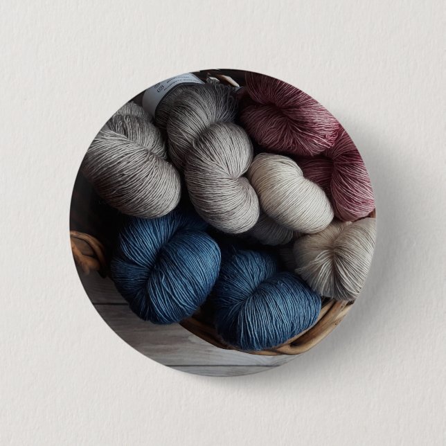 Spools of Craft Yarn in Basket 6 Cm Round Badge (Front)