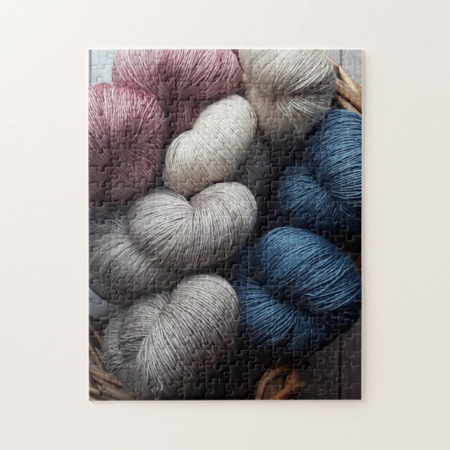 Spools of Craft Yarn in Basket Jigsaw Puzzle (Vertical)