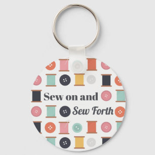 Spools of Thread and Sewing Buttons Quilters Key Ring