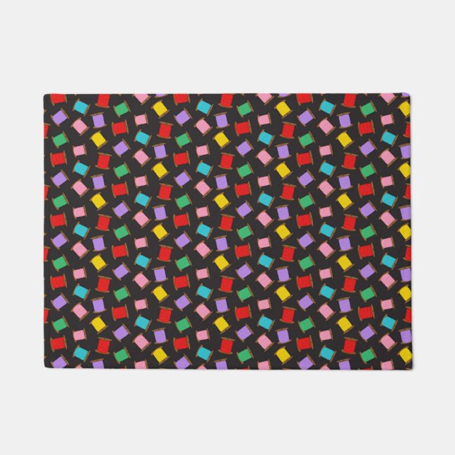 Spools Sewing Threads Black Dressmaker Seamstress Doormat (Front)