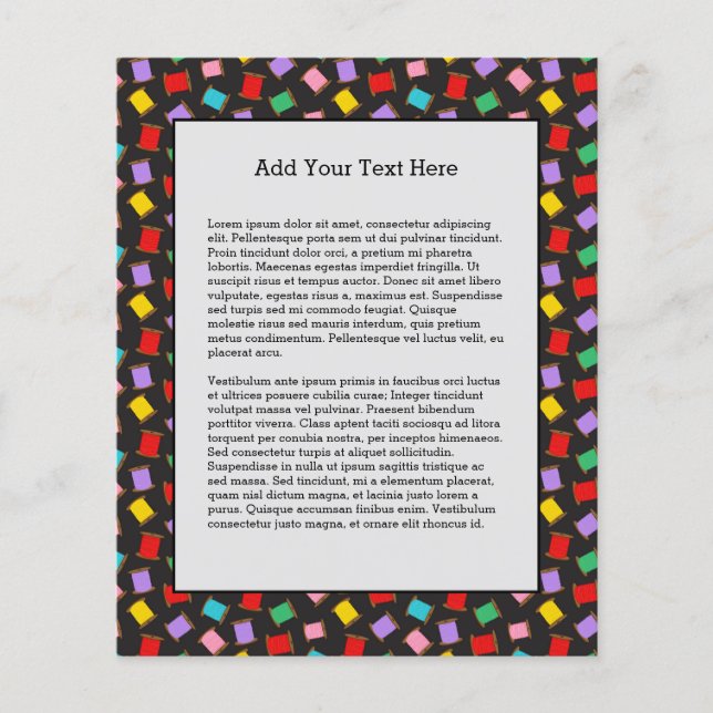 Spools Sewing Threads Black Dressmaker Seamstress Flyer (Front)