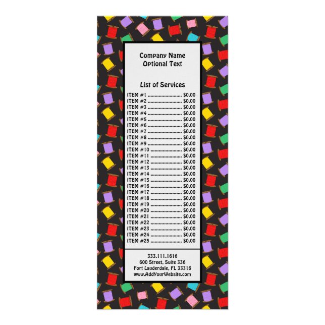 Spools Sewing Threads Black Dressmaker Seamstress Rack Card (Front)