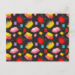 Spools Sewing Threads Pins Blankets Seamstress Postcard