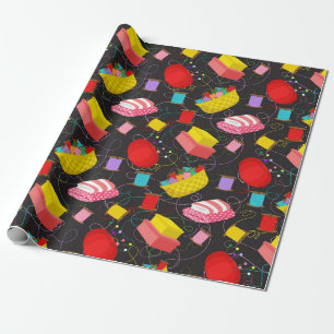 Spools Sewing Threads Pins Blankets Seamstress Wrapping Paper