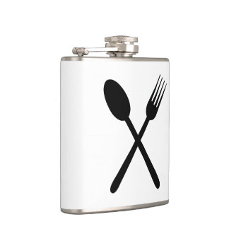 Spoon and Fork Set Crossed Foodie Love Cutlery Art Hip Flask