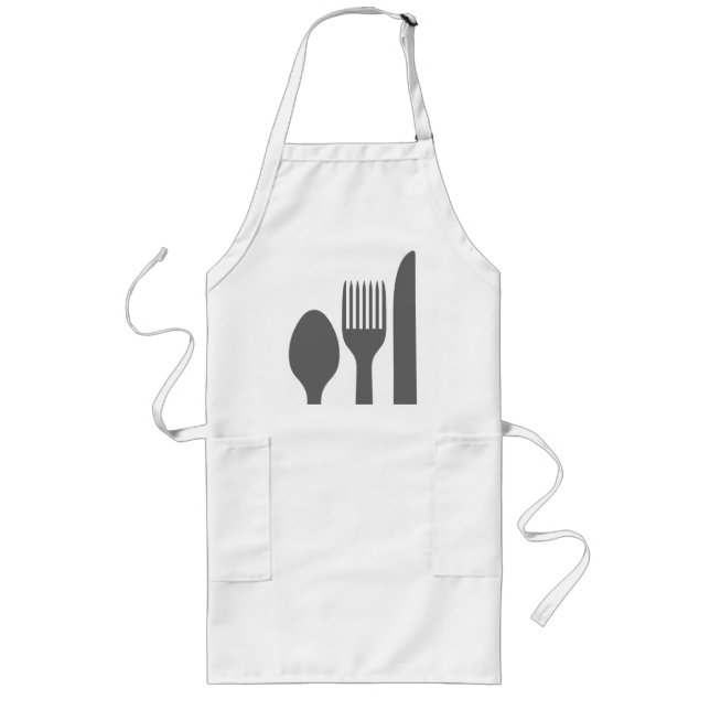 Spoon Knife Fork Graphic Long Apron (Front)