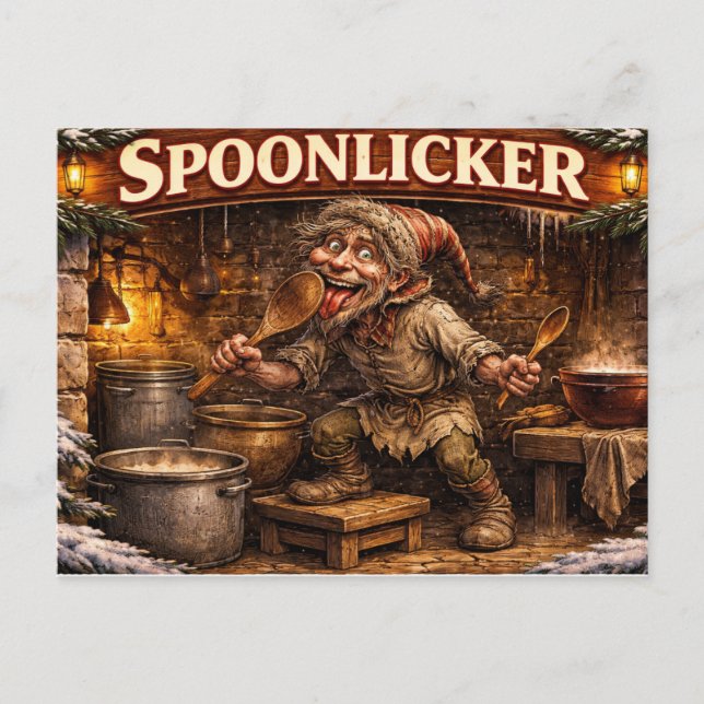 Spoon Licker Icelandic Yule Lad postcard  (Front)