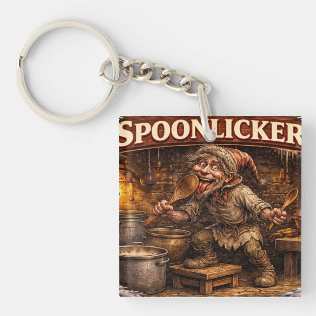 Spoon Licker Icelandic Yule Lad postcard  Key Ring (Front)