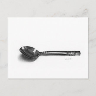 Spoon pencil drawing postcard