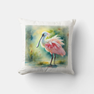 Spoonbill in Light 190924AREF104 - Watercolor Cushion