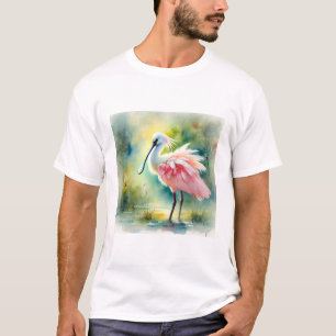 Spoonbill in Light 190924AREF104 - Watercolor T-Shirt