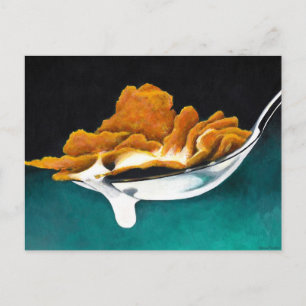 Spoonful of Cereal and Milk Painting Post Card