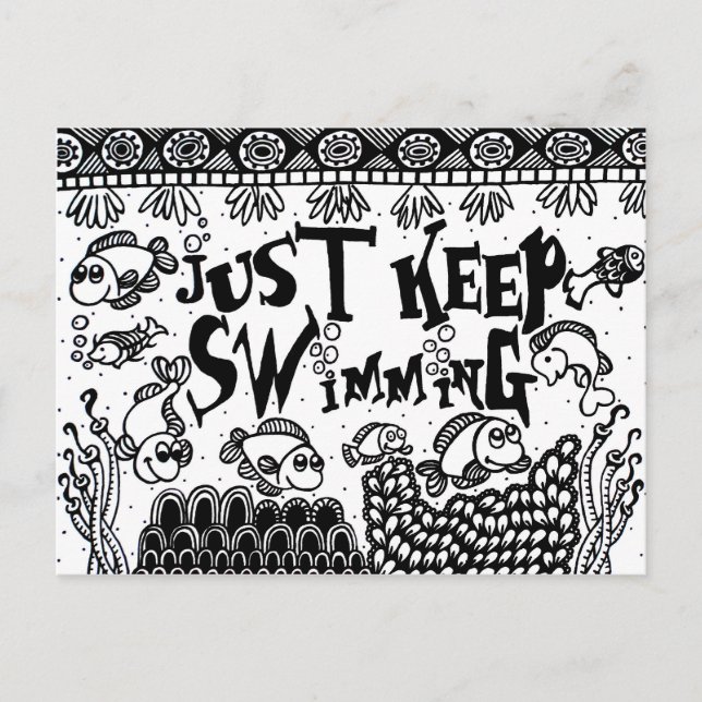 Spoonie-Just Keep Swimming-Chronic Illness Postcard (Front)